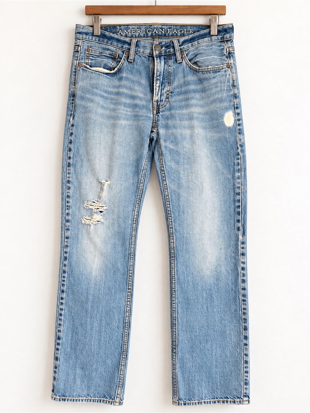 American Eagle Distressed Jeans Men 29x30 Y2K Indie Sleaze Light Wash Denim